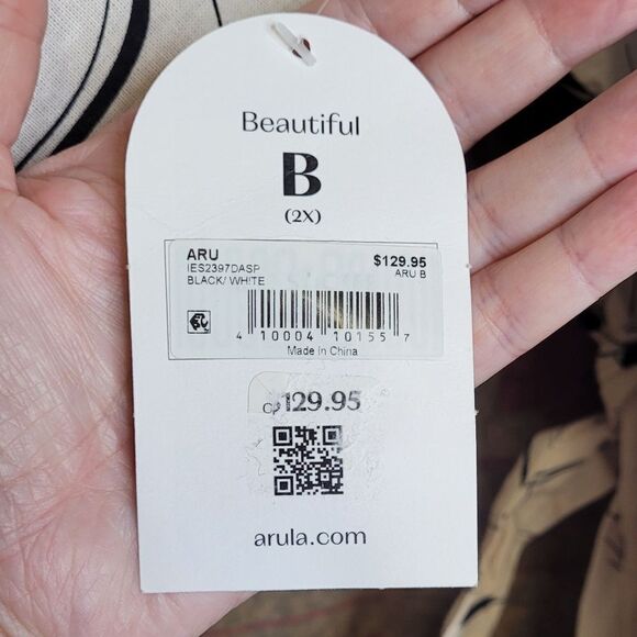 NEW Arula ivory white puff sleeve square neck faux‎ wrap dress 2X beautiful - Picture 4 of 11